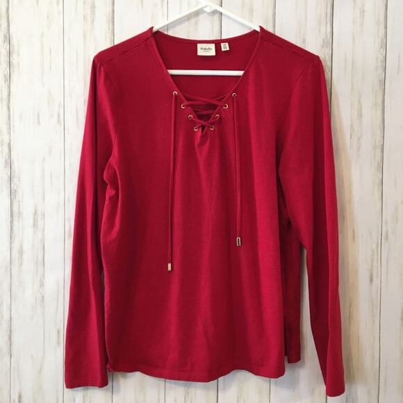 Red Long Sleeve with gold accent on front ties - Picture 2 of 12